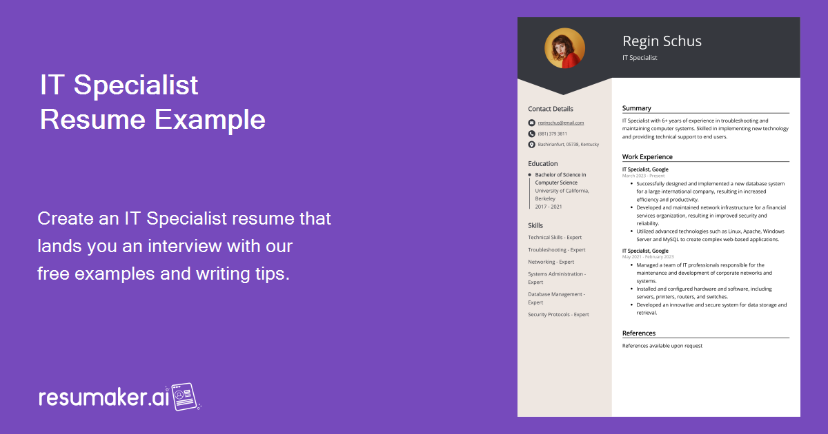 IT Specialist Resume: Sample & Guide [Entry Level + Senior Jobs]