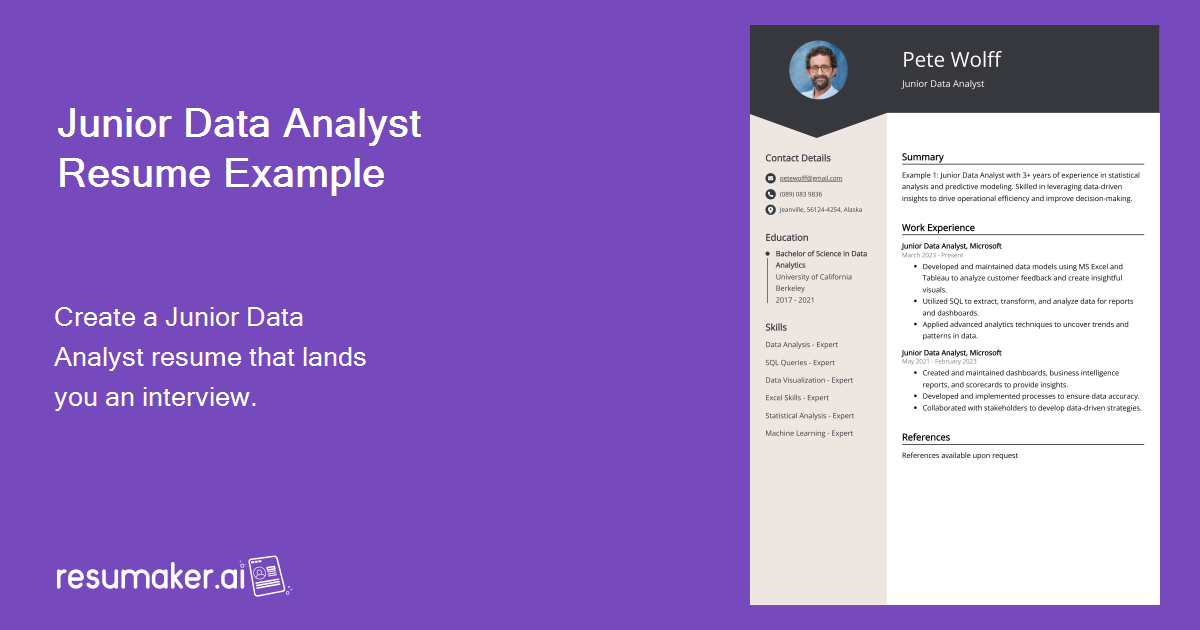 Junior Data Analyst Resume Sample Guide Entry Level Senior Jobs 