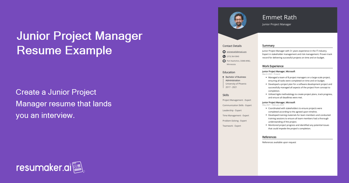 Junior Project Manager Resume: Sample & Guide (Entry Level & Senior Jobs)