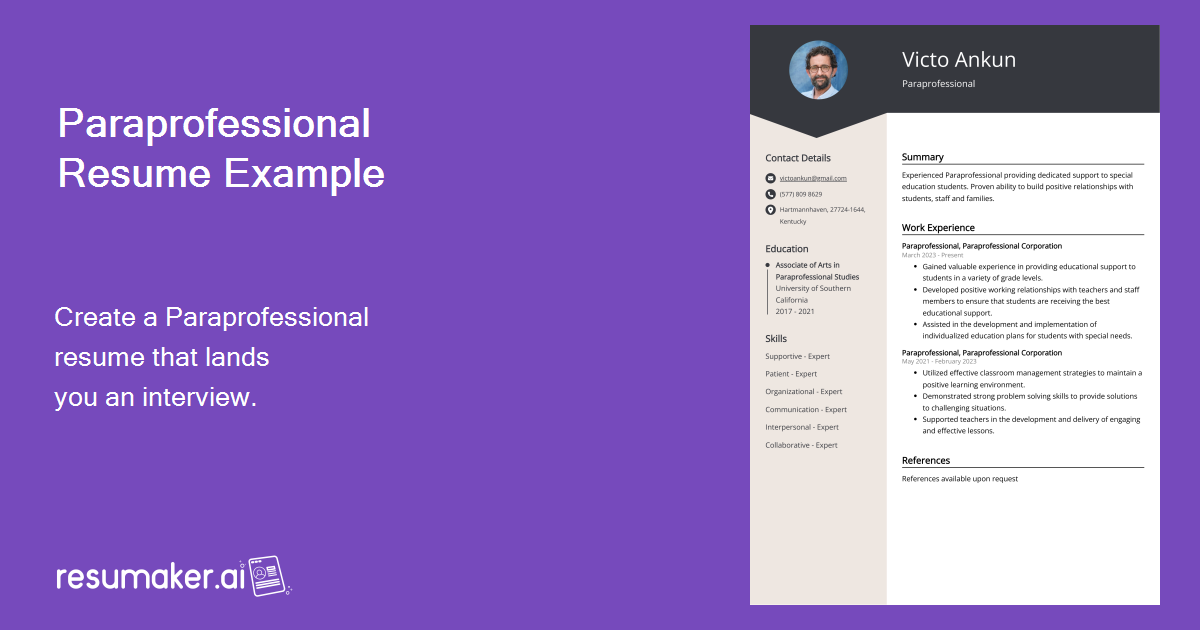 Paraprofessional Resume Examples (Template & 20+ Tips)