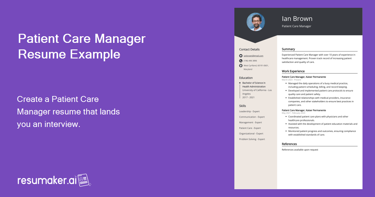 Patient Care Manager Resume Examples (Template & 20+ Tips)