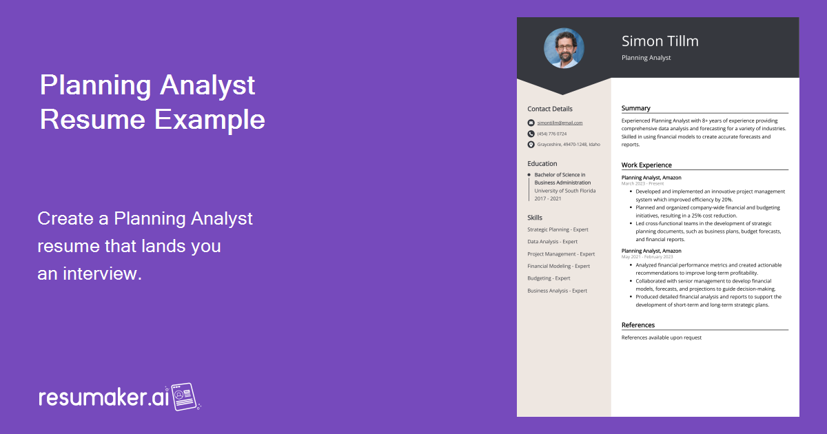 Planning Analyst Resume Examples (Template & 20+ Tips)