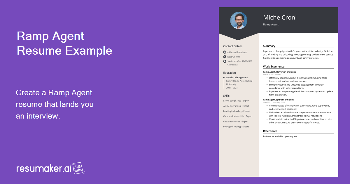 Ramp Agent Resume Examples (Template & 20+ Tips)