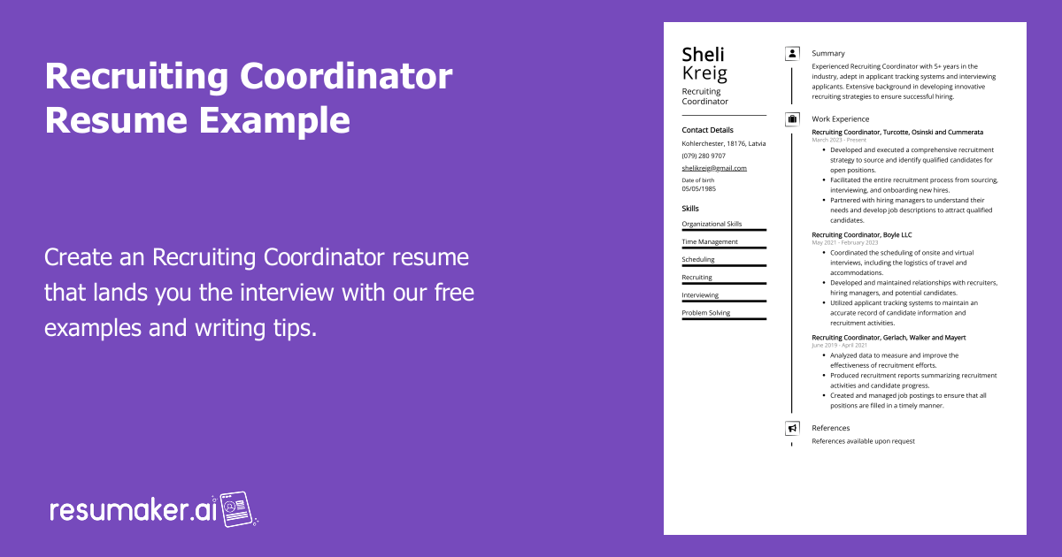 Recruiting Coordinator Resume Example (Free Guide)