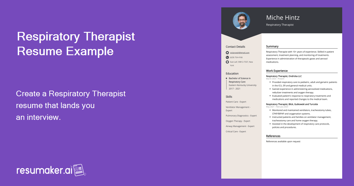 Respiratory Therapist Resume Examples (Template & 20+ Tips)