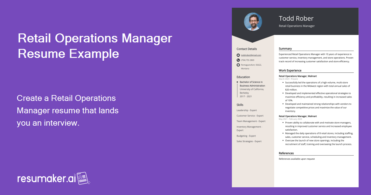 Retail Operations Manager Resume Examples (Template & 20+ Tips)