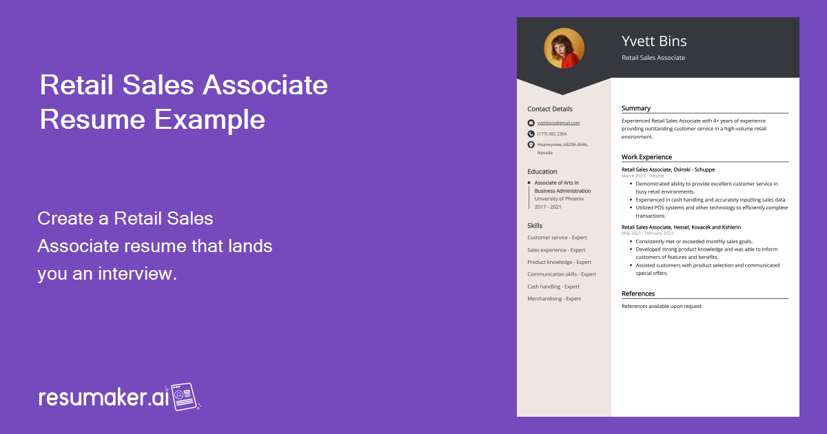 Retail Sales Associate Resume Examples (Template & 20+ Tips)