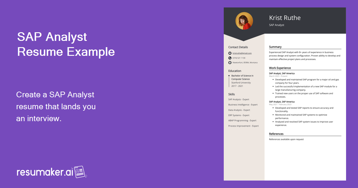 SAP Analyst Resume Examples (Template & 20+ Tips)