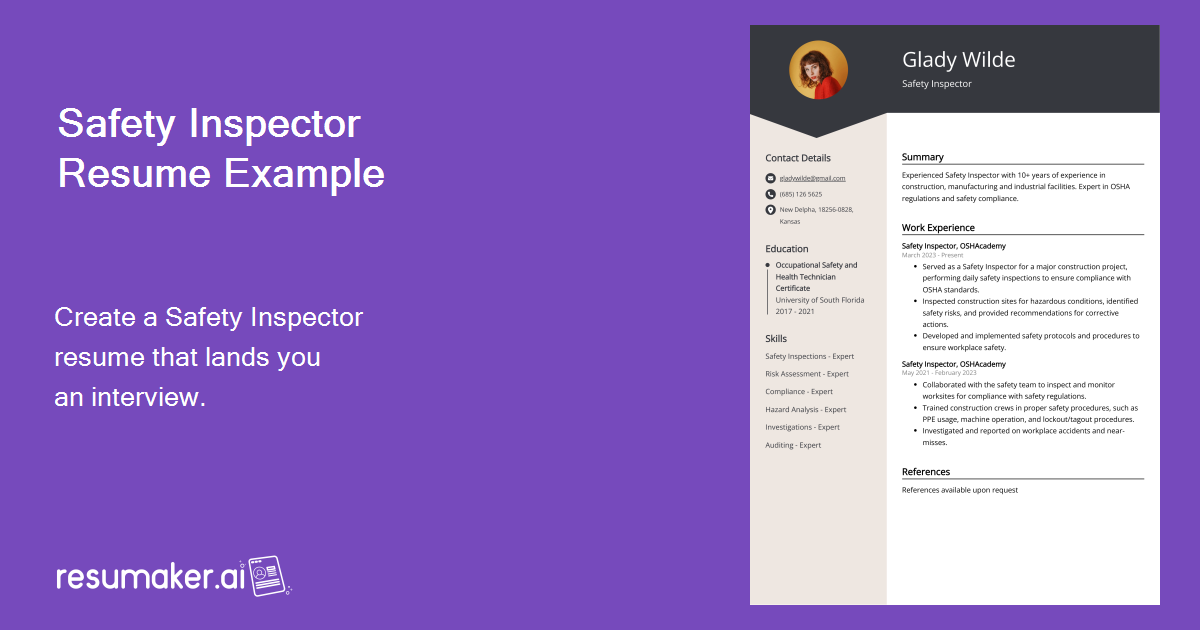 Safety Inspector Resume Examples (Template & 20+ Tips)