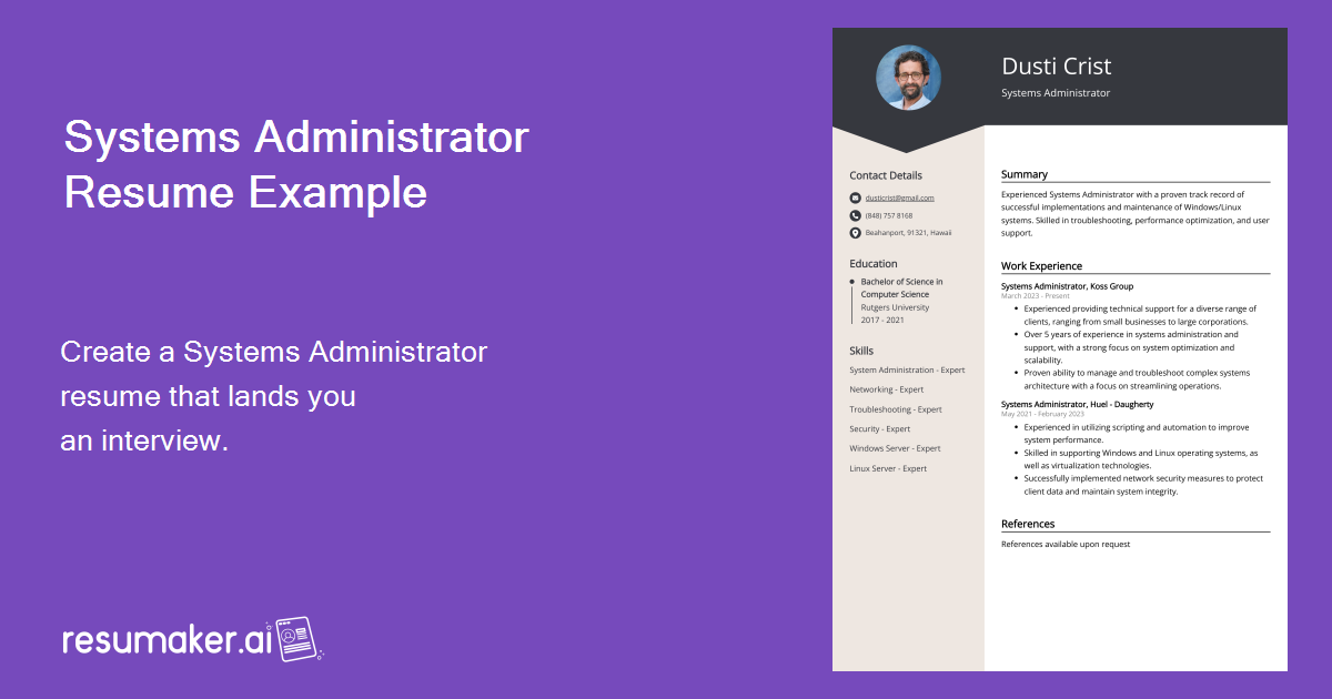 Systems Administrator Resume Examples (Template & 20+ Tips)