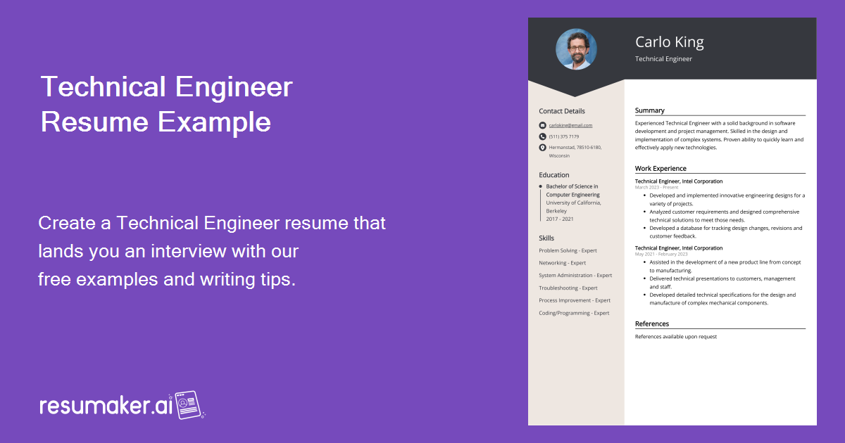 Technical Engineer Resume Examples (Template & 20+ Tips)