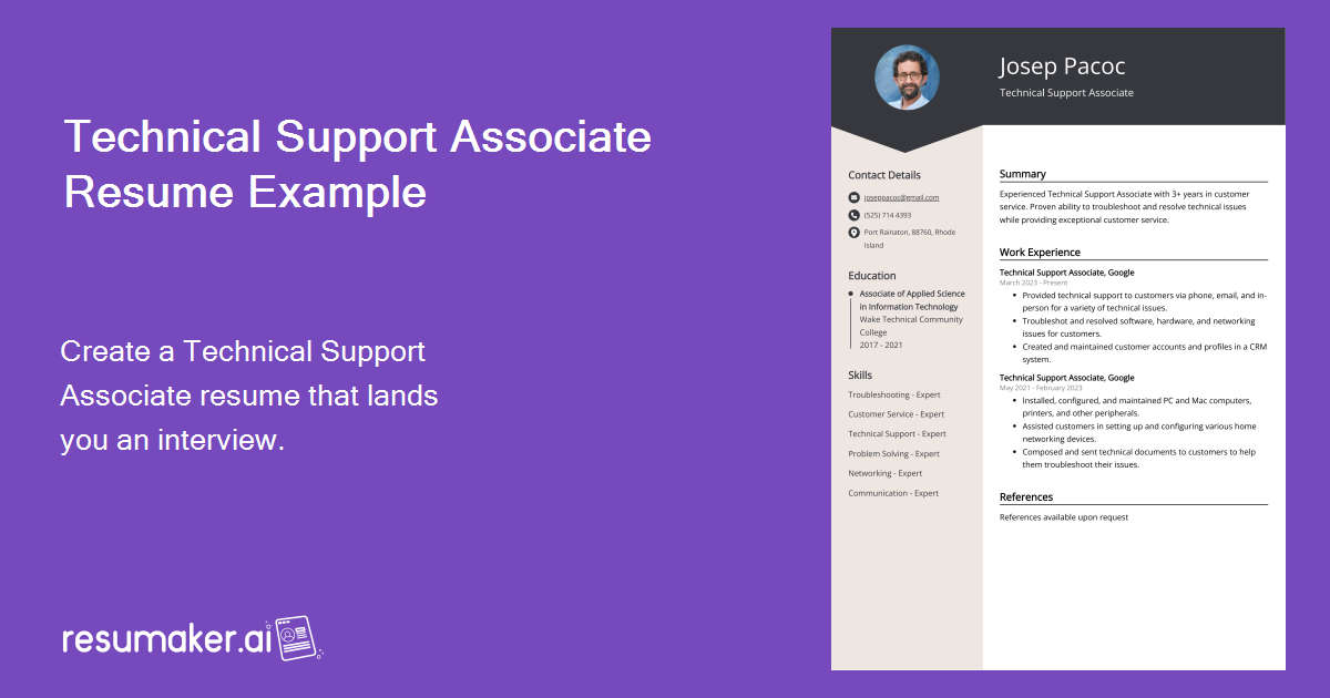 Technical Support Associate Resume Examples (Template & 20+ Tips)