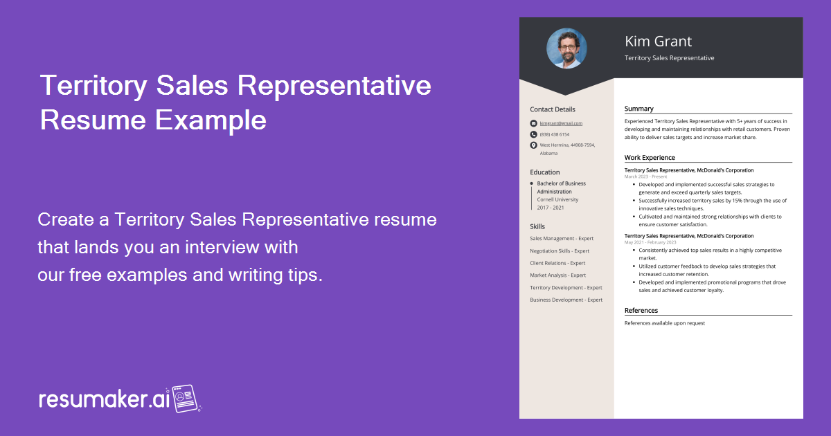 Territory Sales Representative Resume Examples Template And 20 Tips