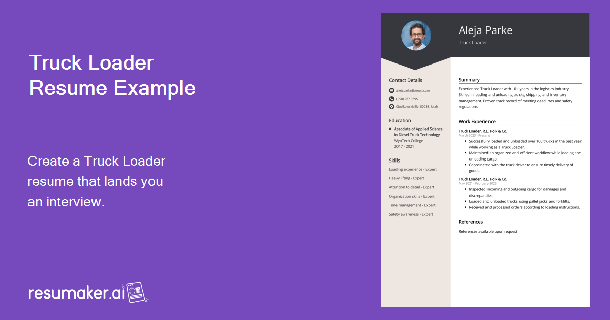 Truck Loader Resume Examples (Template & 20+ Tips)