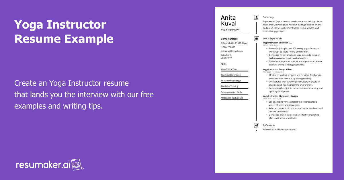 3 Yoga Teacher Resume Examples & How-To Guide for 2023